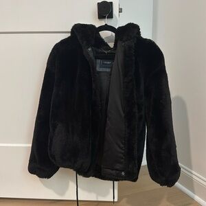 Lucky Brand Faux Fur Black Jacket XS